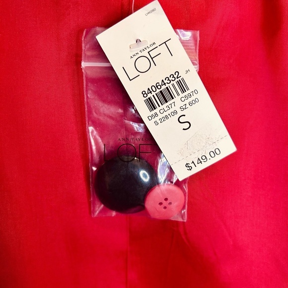 😍LOFT NWT Red Pea Coat with Double Breasted Style and Prominent Collar - Picture 11 of 16